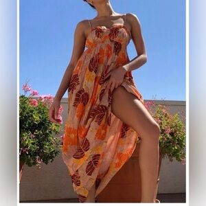 Urban Outfitters Orange and Red Maxi Dress